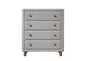 Chest of Drawers Gray Boucle Fabric 4-Drawer Rubber Wood MDF 33x38 In