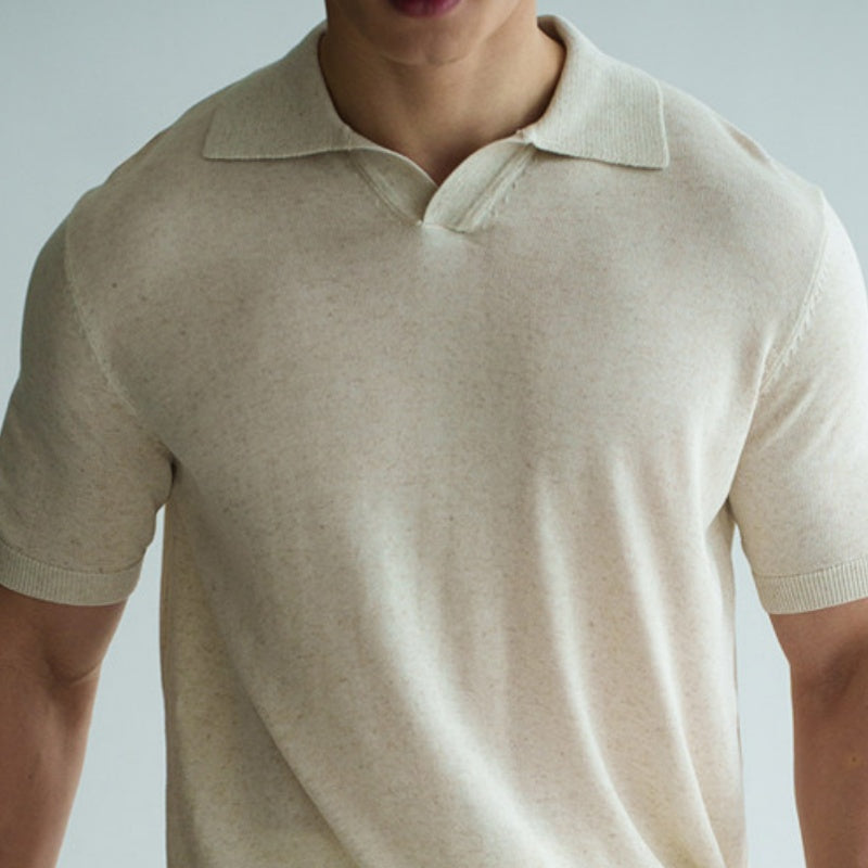 Mens Italian-style Linen-Viscose Blended Knit Sweater
