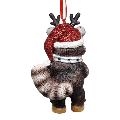 Adorable Christmas Raccoon Ornament - Approximately 4 Inches