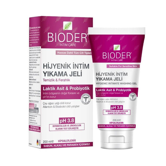 Bioder Intimate Wash: Gentle pH Balanced Feminine Hygiene Cleanser for Sensitive Skin with Tea Tree Oil - 200ml
