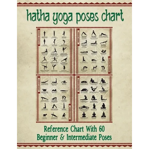 Hatha Yoga Poses Chart: 60 Common Yoga Poses and Their Names - A Reference Guide to Yoga Asanas (Postures) 8.5 x 11" Full-Color 4-Panel Pamphlet - Paperback