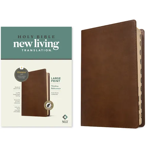 NLT Large Print Thinline Reference Bible, Filament Enabled Edition (Red Letter, Leatherlike, Rustic Brown, Indexed) - Imitation Leather