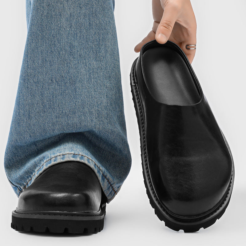Retro Chunky-Soled Elevator Slip-On Casual Outdoor Slippers