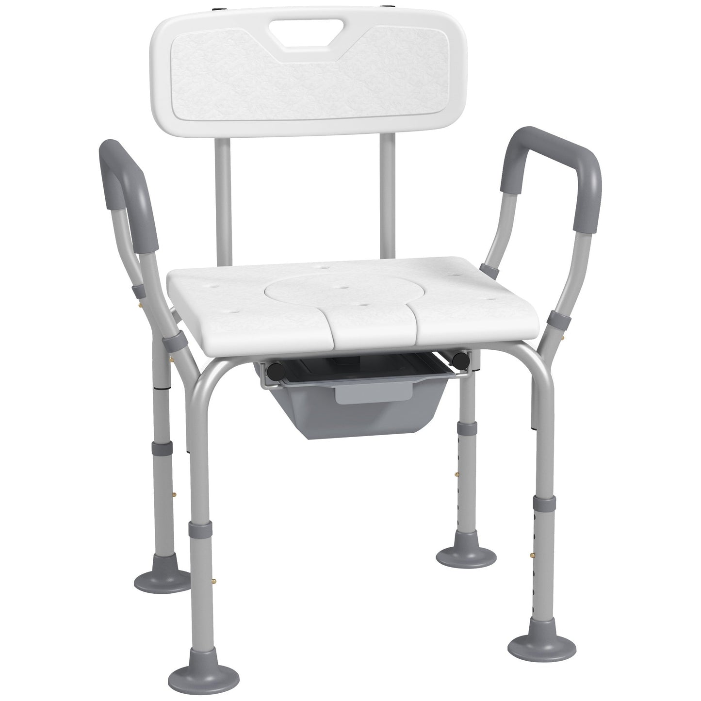 Shower Chair 3-in-1 Aluminum Commode Raised Toilet Seat Adjustable 299 LB