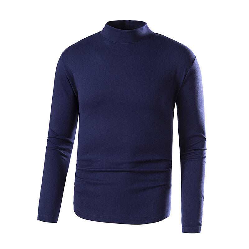 Mens Stylish Turtleneck Versatile And Slim-fit With Long Sleeves