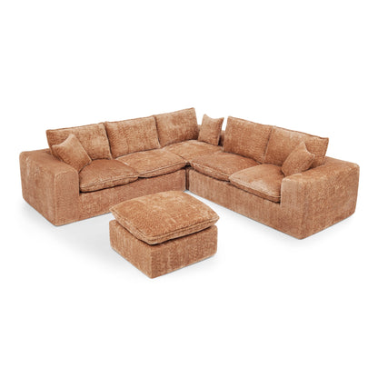 Sectional Sofa Modular Boucle Orange 6 Seat Ottoman 107 In No Assembly