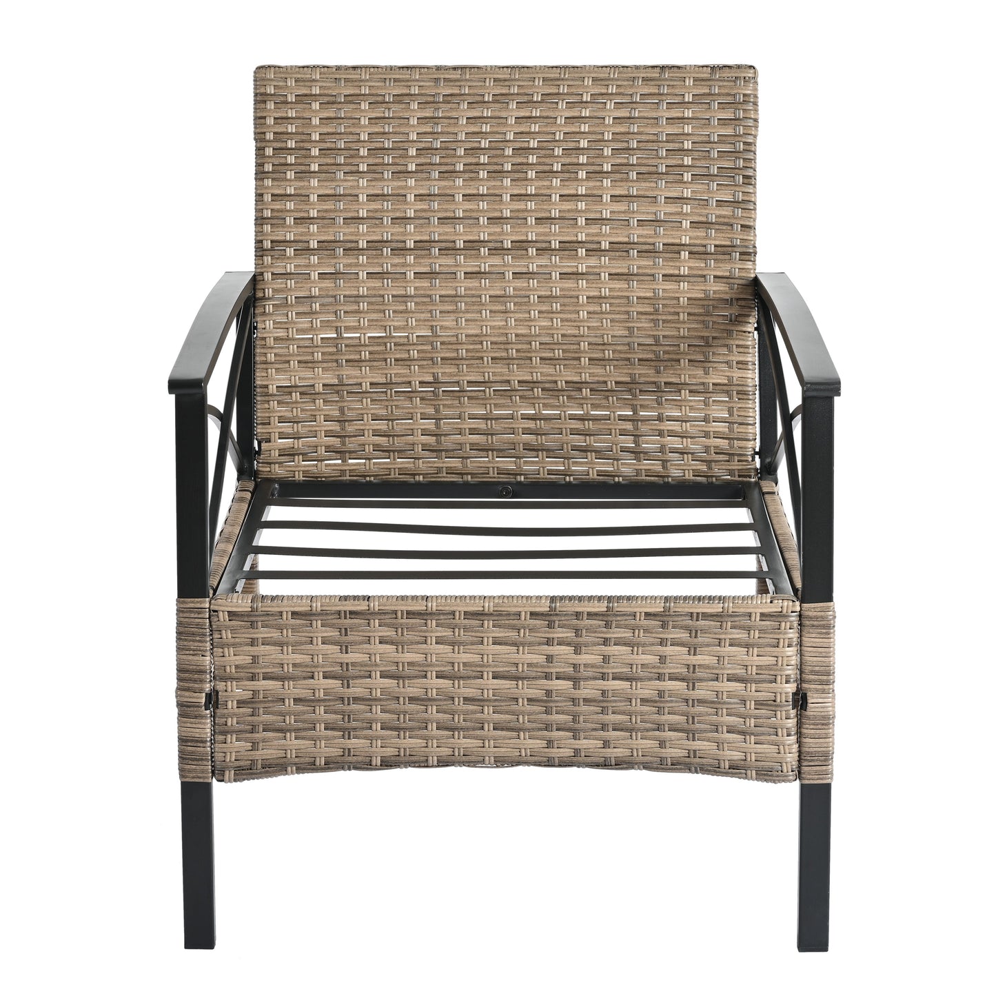 Outdoor Patio Set PE Rattan Brown 4 Piece Cushioned