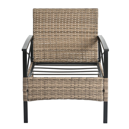 Outdoor Patio Set PE Rattan Brown 4 Piece Cushioned