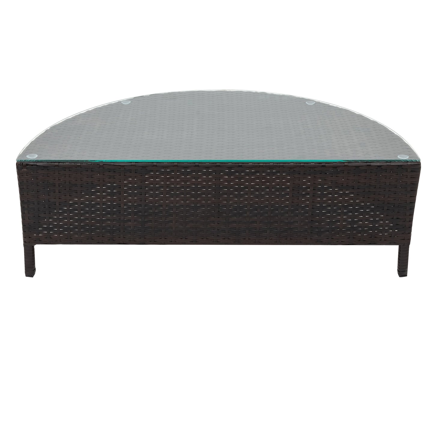 Outdoor Patio Set Half Moon PE Rattan Steel Beige 5 Piece Tempered Glass