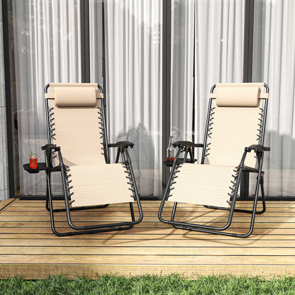 Outdoor Zero Gravity Chair Metal Khaki 90-170 Degree Adjustable 300 LB