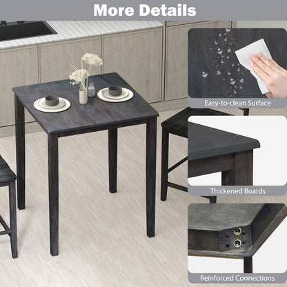 Square Dining Table with Solid Wood Frame for 4-Person