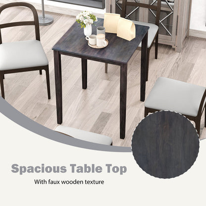 Square Dining Table with Solid Wood Frame for 4-Person