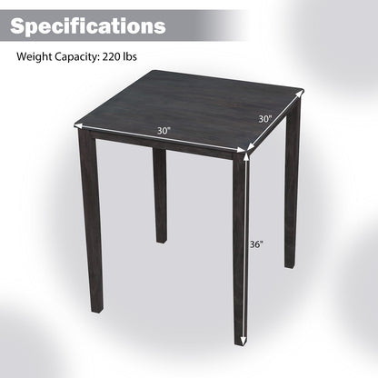 Square Dining Table with Solid Wood Frame for 4-Person