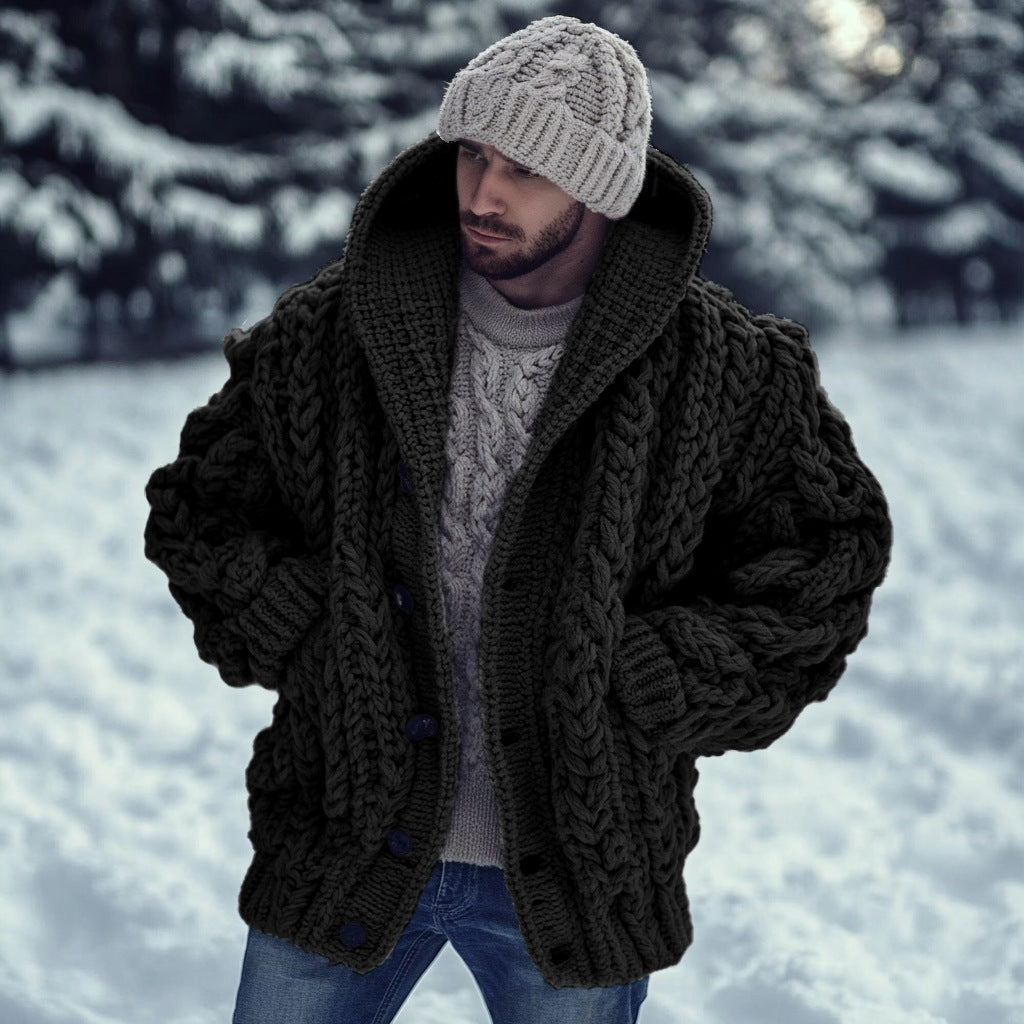 Cardigan Retro Laid-back, Hooded Knitted Cape Outerwear