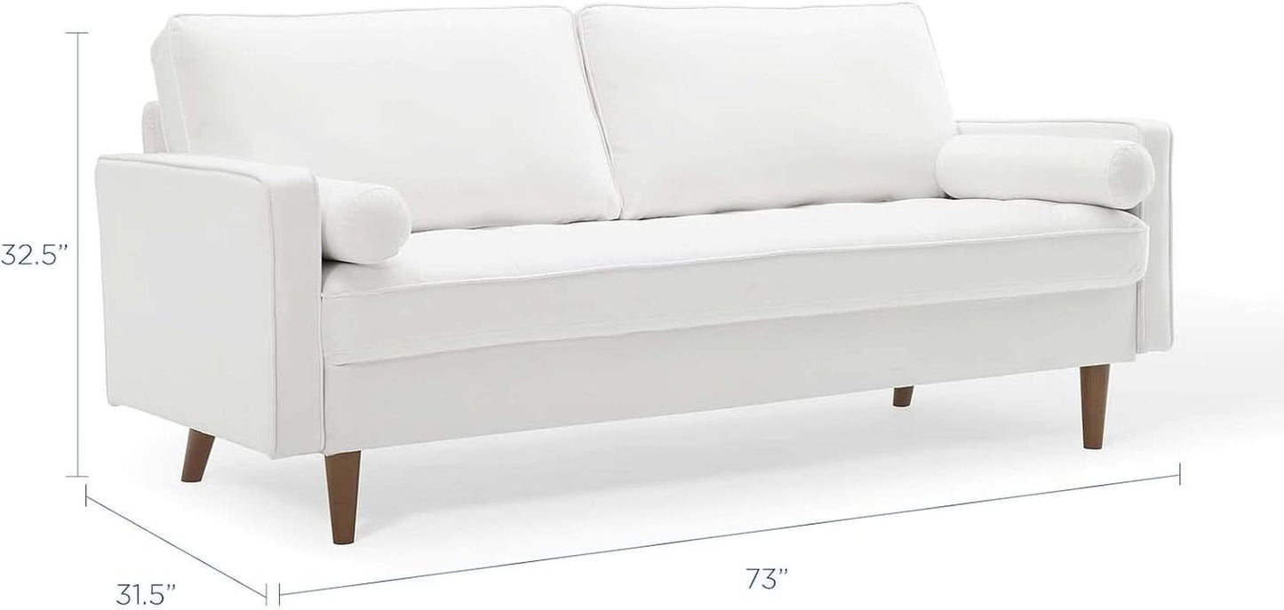 Valour Performance Velvet Sofa White Mid Century Modern