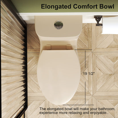 1.1/1.6 GPF Tornado Flush One-Piece Toilet ADA Height 17in, Dual Flush, Khaki