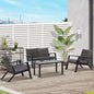 Outdoor Patio Set PE Wicker Black 4 Piece Loveseat Chairs