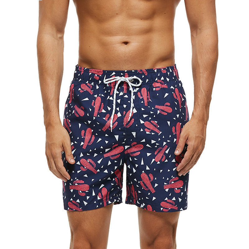 Mens Fashionable Sports Beach Shorts With 3D Digital Print, European And American Style