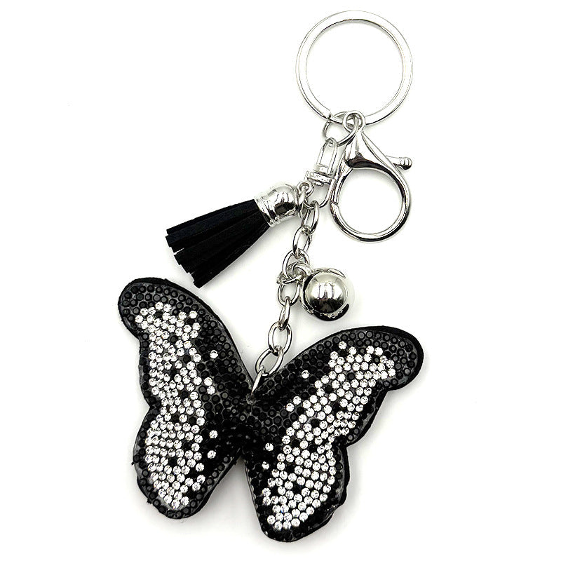 Diamond-Encrusted Butterfly Keychain Fashionable Tassel Bag Charm