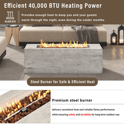 2-in-1 Outdoor Fire Pit and Propane Tank Stand Set 41.9 Inch, Beige Black