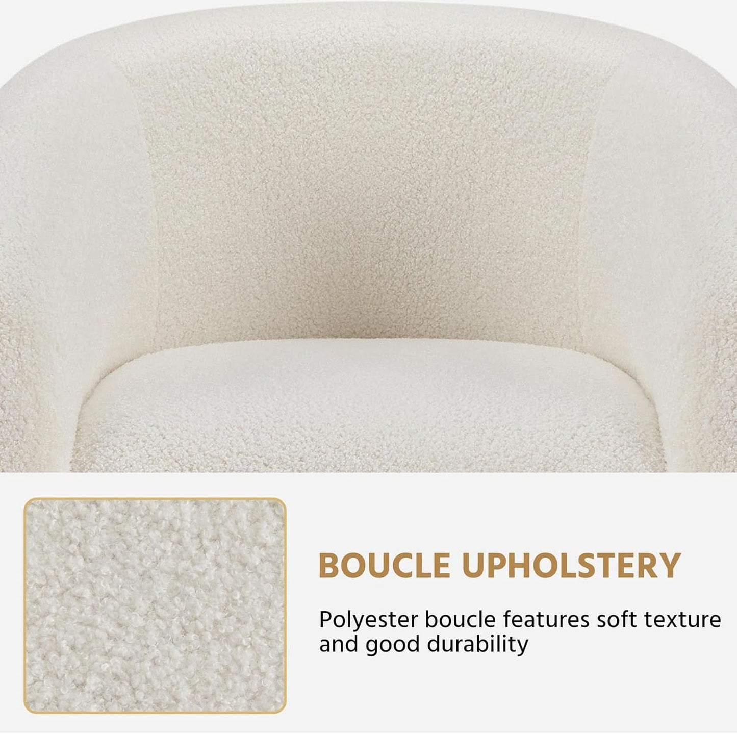 Ivory Barrel Chairs Boucle Living Room Duo Two Piece Set