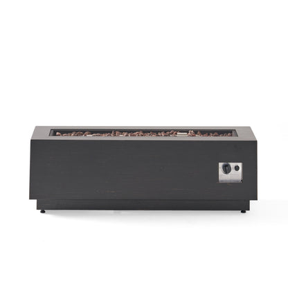 Modern 40 in Outdoor Iron Propane Fire Pit, 50,000 BTU, Sleek Design, Dark Brown