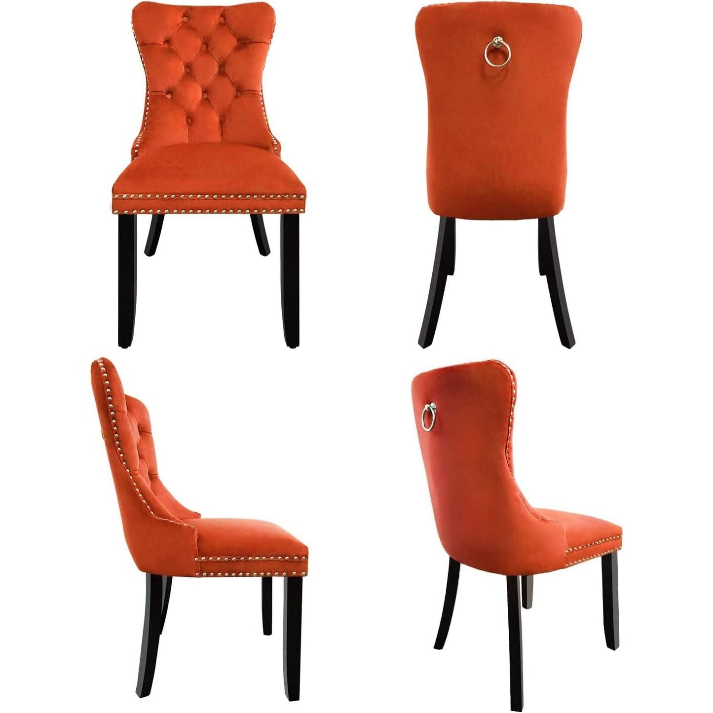 Solid Wood Dining Chairs With Nailhead Back Set Of 2