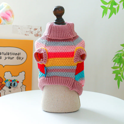 Pet Ring Comfortable Color Stripes Colorful Sweater