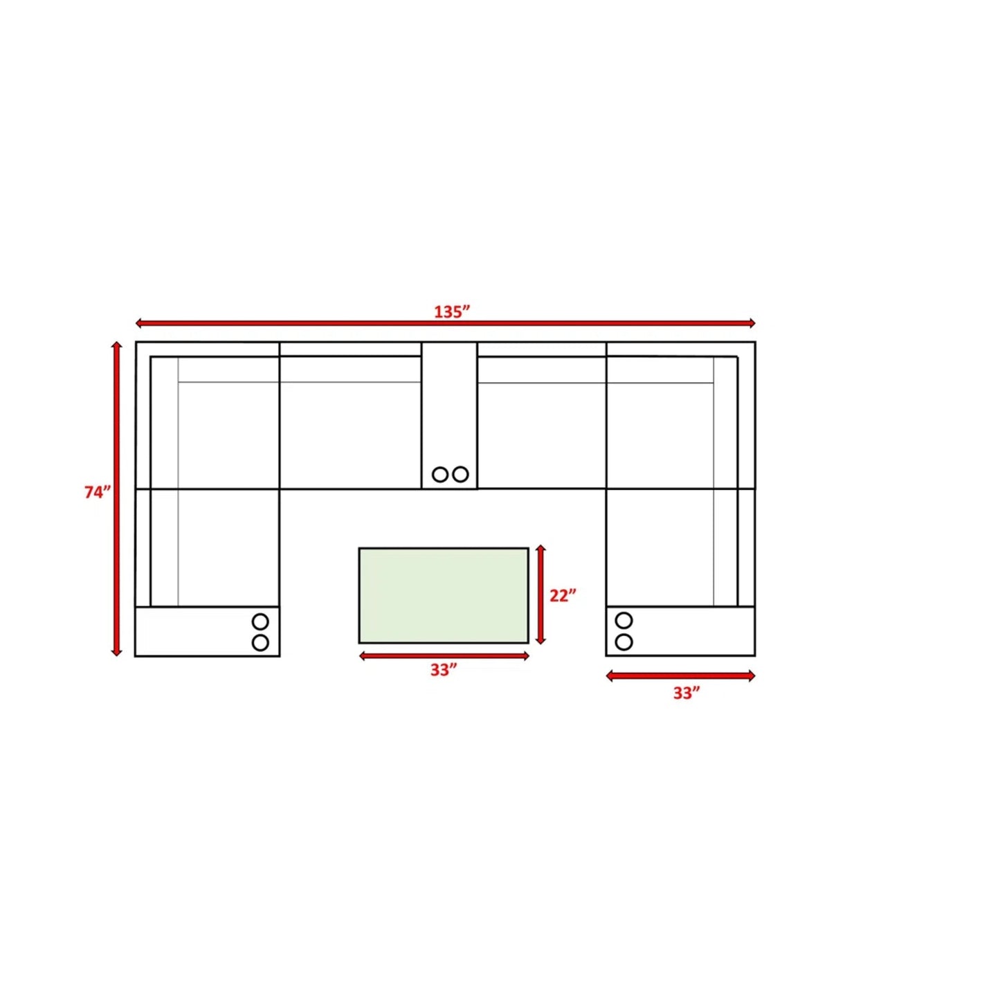 Outdoor Sectional Set HDPE Wicker Aluminum Gray 10 Piece 135 x 74 In