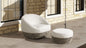 Outdoor Ottoman Round Beige 25in Footrest