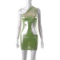 New One-shoulder Sleeveless Slim Wrap Buttock Bright Face Hot Girl Dress