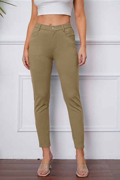 High Waist Stretchy Rayon Blend Pants