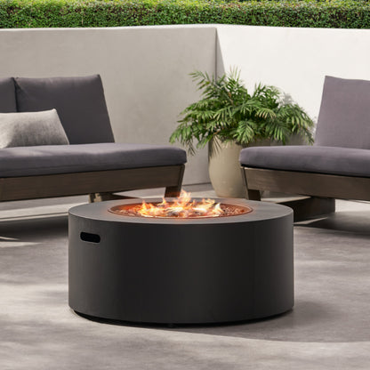 Modern Iron Propane Fire Pit, 32' Round, 40,000 BTU, Dark Grey Finish