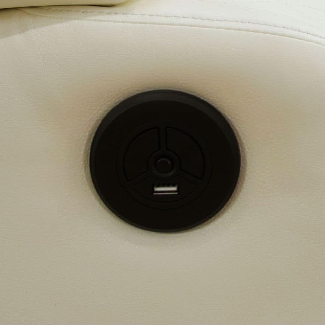 White Power Recliner Sofa With LED Lighting USB Charging