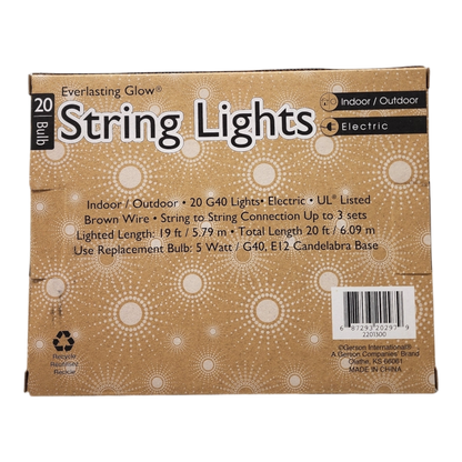Patio Light Set - 20 G40 Bulbs on Brown Wire