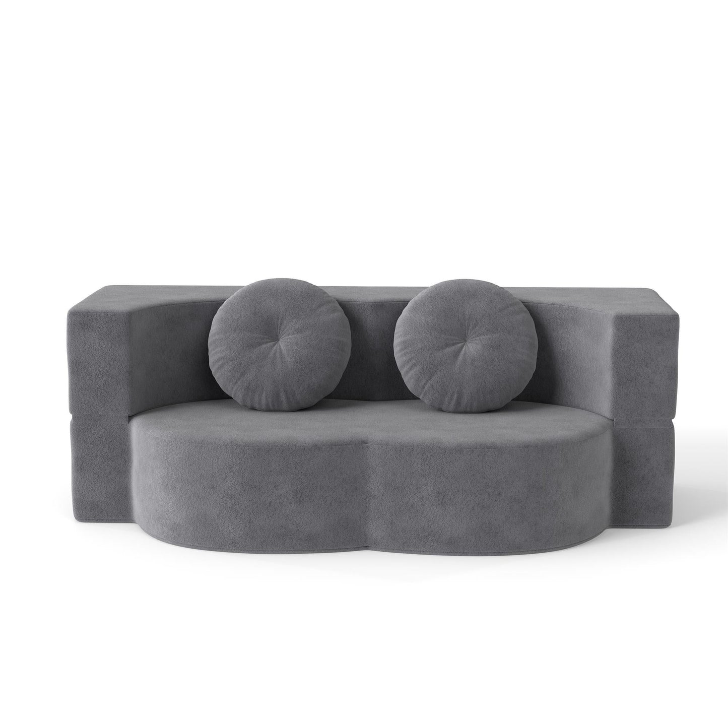 Floor Sofa Bed Corduroy Gray Convertible Sleeper Full Size 75.6 In