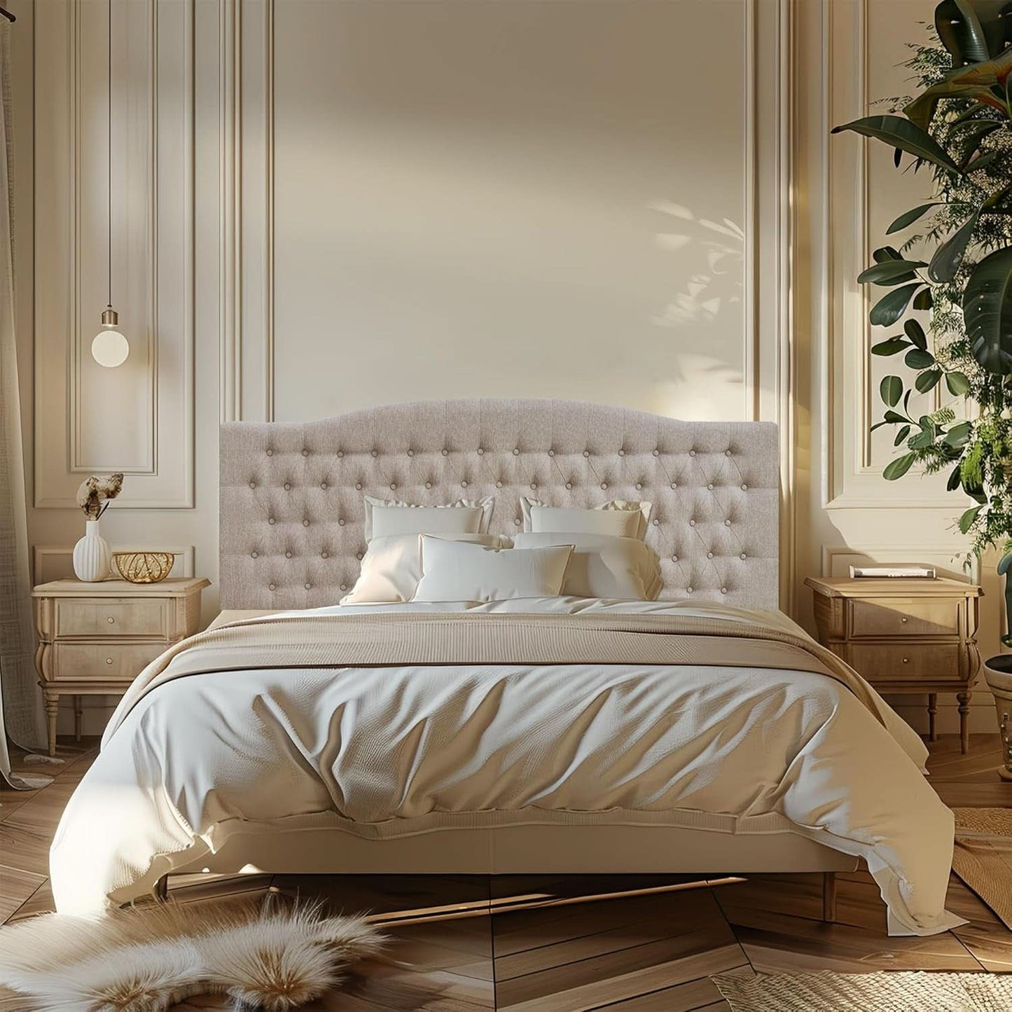 Luxury Linen Upholstered King Headboard with Easy Assembly