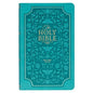 KJV Holy Bible, Giant Print Standard Size Faux Leather Red Letter Edition - Thumb Index & Ribbon Marker, King James Version, Teal Floral - Leather