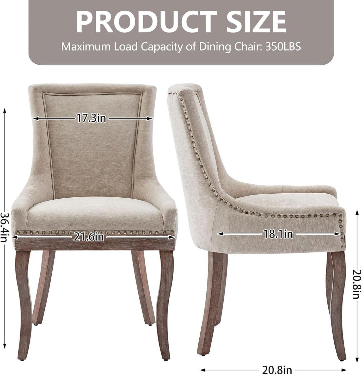 Modern Dining Chairs Tan Upholstered Fabric Set Of 2