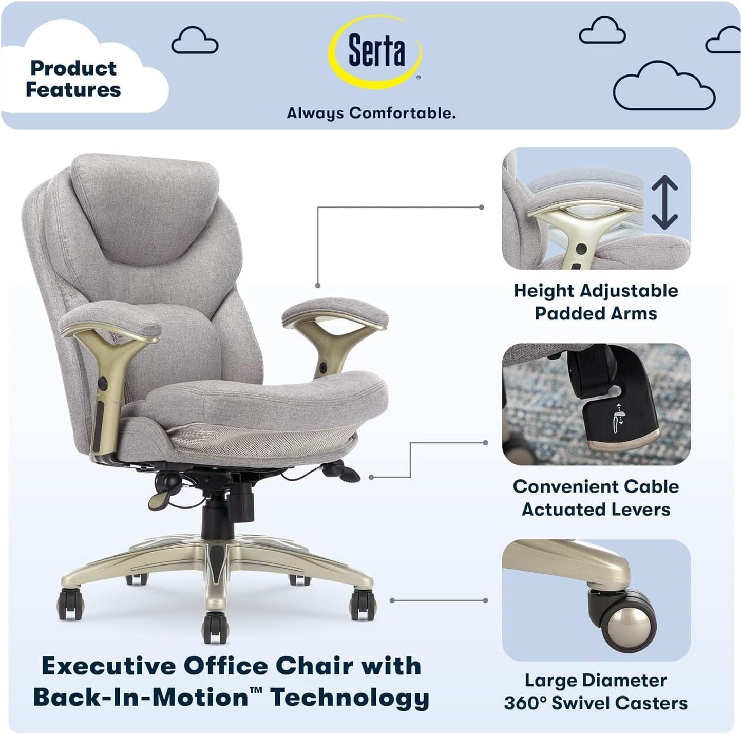 Ergonomic Executive Office Chair With Motion Technology Gray
