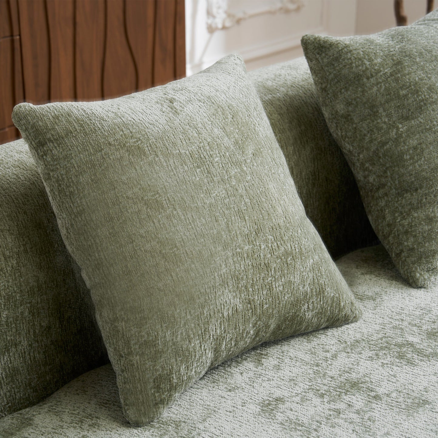 Sectional Sofa L-Shape Chenille Green 4 Seat 104