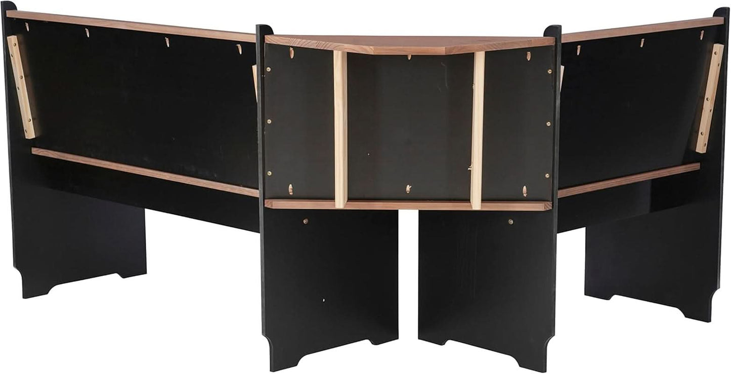 Black Pecan Five Seat Dining Set With Storage Benches