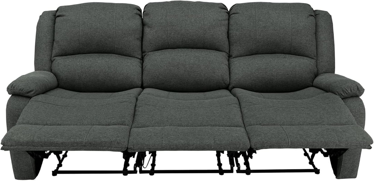 80-Inch RV Triple Recliner Sofa With Convertible Console