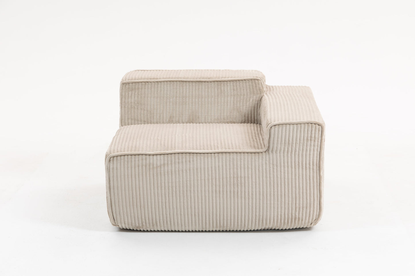 Minimalist Corduroy Sectional Sofa Beige 3-Seat 111