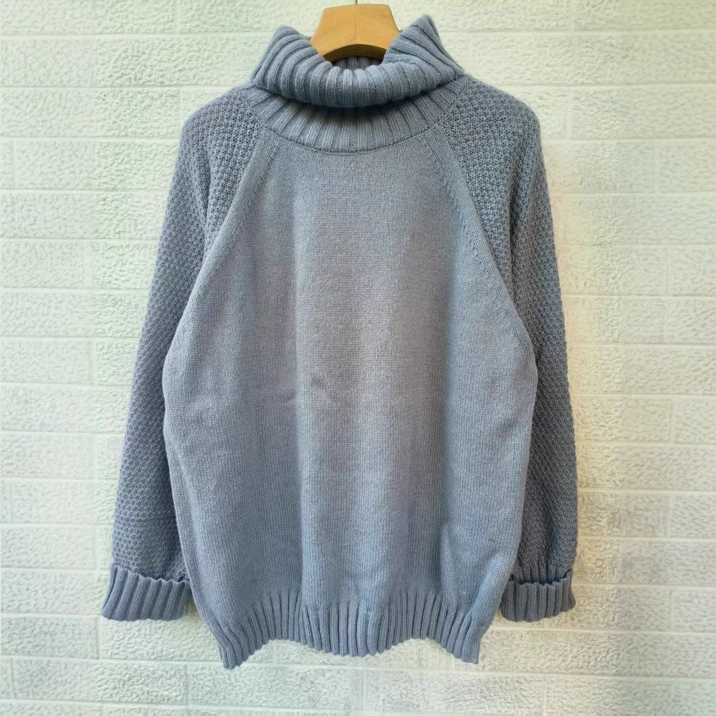 Womens Fashion Long-Sleeve Solid-Color Plus-Size Knitted Sweater