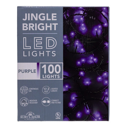Jingle Bright 100 LED Light Set - Purple - Green Wire