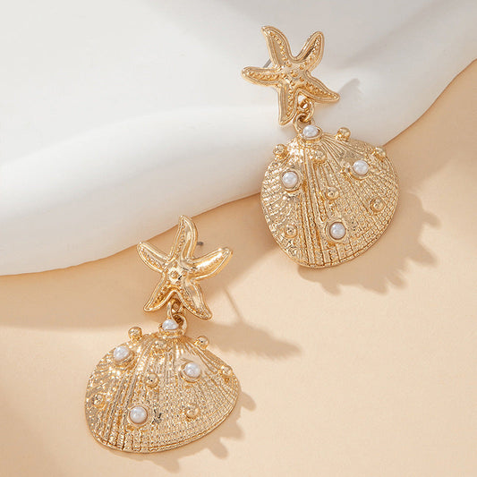 New Stylish Exquisite Starfish  Shell Drop Earrings Vintage Elegant Premium Women Earrings, Versatile Sophisticated Jewelry