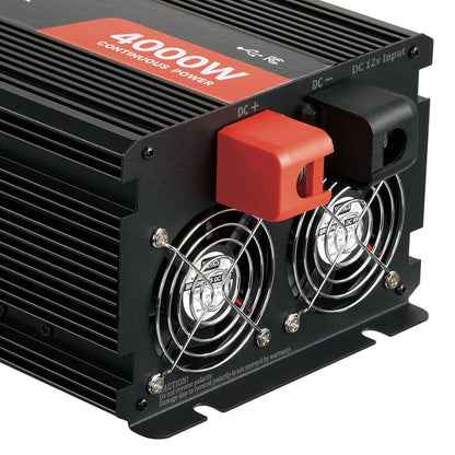4000W Modified Sine Wave Power Inverter, 12V to 120V, LCD, USB, for RV Truck