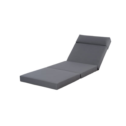 Outdoor Chaise Lounge Acacia Wood Teak Dark Gray Cushion Foldable 300 LB