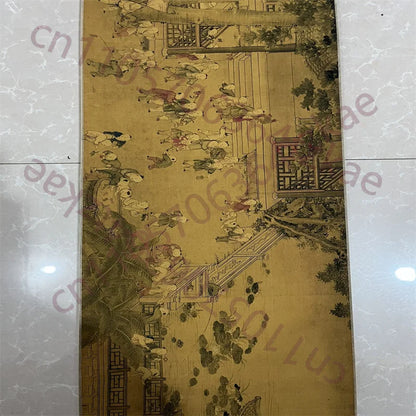 "Hundred Sons" Long Scroll Painting on Paper, After Leng Mei (30×220cm)